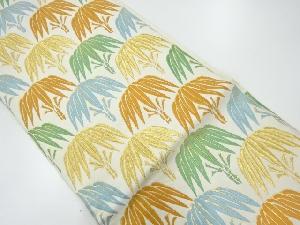 川島織物製　竹笹模様織出し袋帯